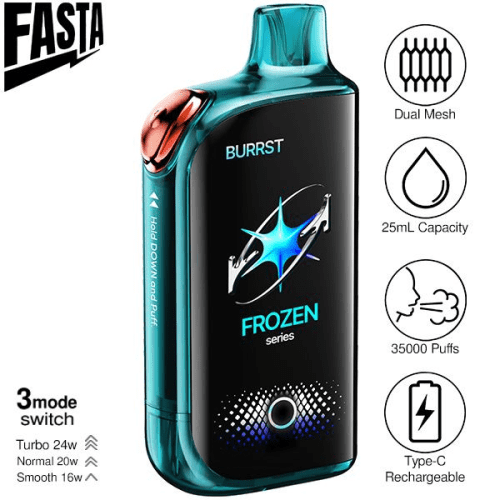 Best Deal Fasta Burrst 35,000 Puffs Disposable Vape 25mL 5 Pack - Blue Berry Watermelon Frozen