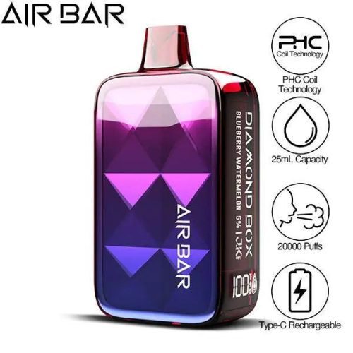 Best Deal Air Bar Diamond Box 20000 Puffs Rechargeable Vape 25ml - Blueberry Watermelon 