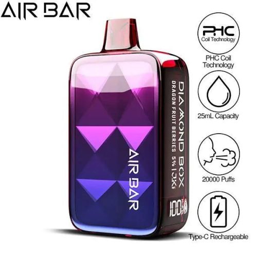 Best Deal Air Bar Diamond Box 20000 Puffs Rechargeable Vape 25ml - Dragon Fruit Berries