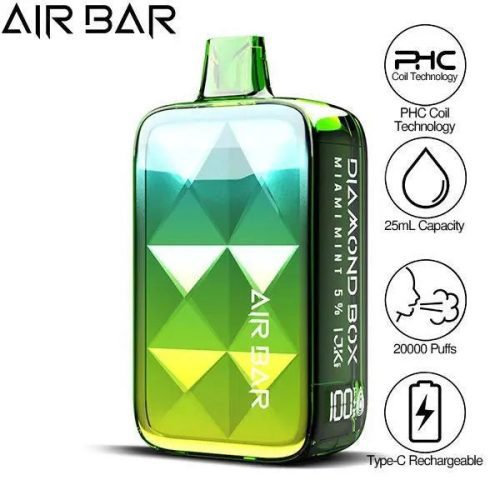 Best Deal Air Bar Diamond Box 20000 Puffs Rechargeable Vape 25ml - Miami Mint