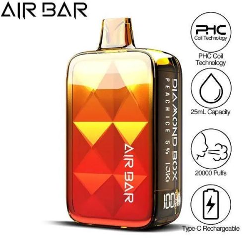 Best Deal Air Bar Diamond Box 20000 Puffs Rechargeable Vape 25ml - Peach Ice 