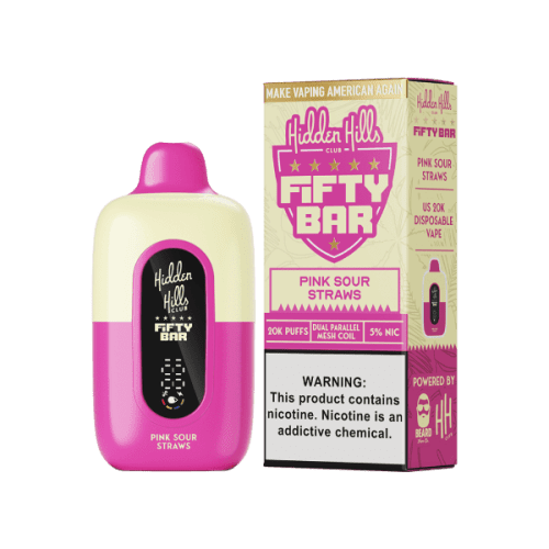 Best Deal Hidden Hills x Fifty Bar 20K Disposable Vape Pink Sour Straws