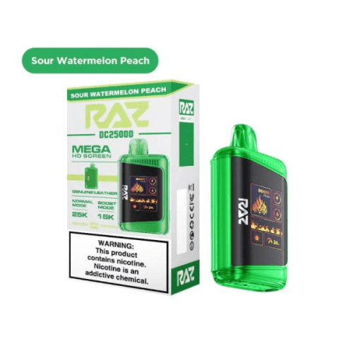 Best Deal RAZ DC25K 25,000 Puffs Rechargeable Vape 16mL Sour Watermelon Peach