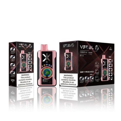 Best Deal VFEEL Pi 20000 Puff Vape 5 Pack 25mL Juicy Peach Ice