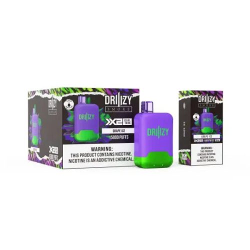 Best Deal DRIIIZY Smoke 15000 Puffs 5% Dual Tank Disposable Vape 30mL Grape Ice