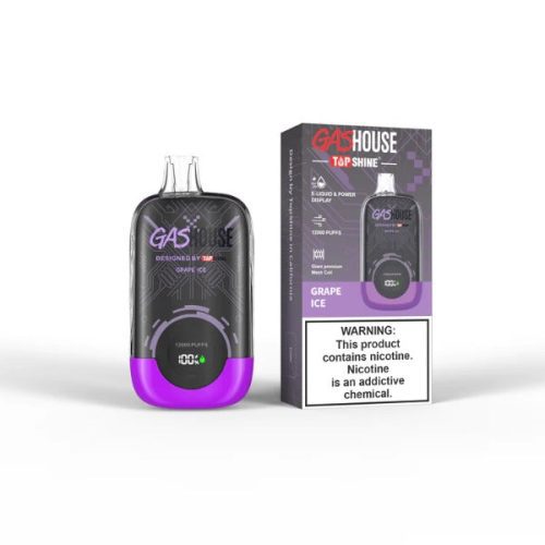 GasHouse x TopShine 12000 Puff Rechargeable Vape 20mL Best Flavor Grape Ice