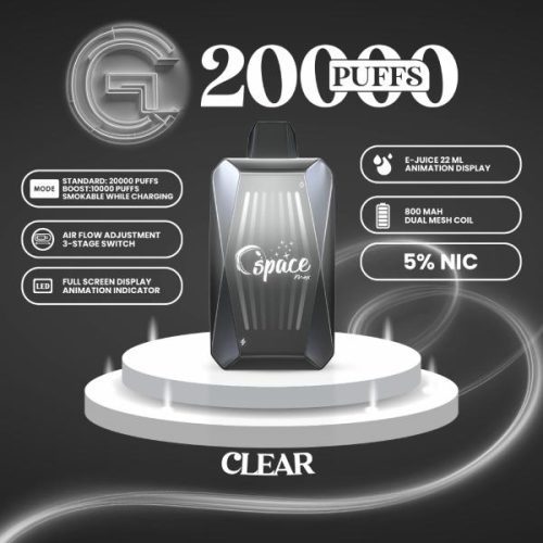 Space Max Glow 20000 Puffs Vape Juice 22mL Best Flavor Clear