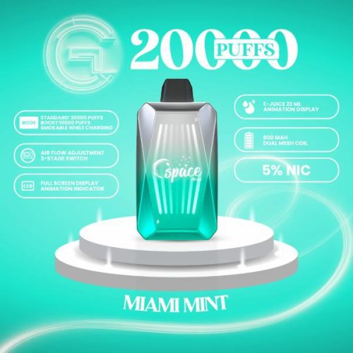 Space Max Glow 20000 Puffs Vape Juice 22mL Best Flavor Miami Mint