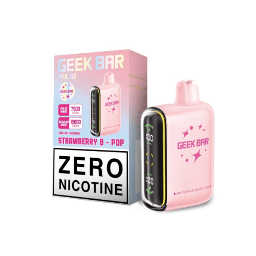 Best Deal Geek Bar Pulse ZERO Nicotine 15,000 Puffs Disposable Vape 16mL - Strawberry B- Pop