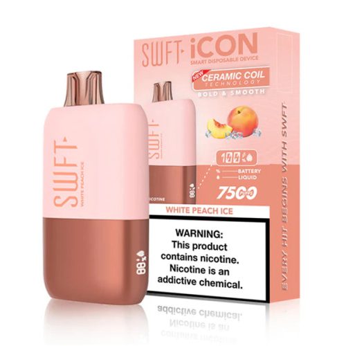 Best Deal SWFT Icon 7500 Puffs Ceramic 17mL Disposable Vape White Peach Ice