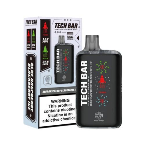 Best Deal Tech Bar 25000 Puffs Disposable Vape 25mL Blue Raspberry Black Berry Ice