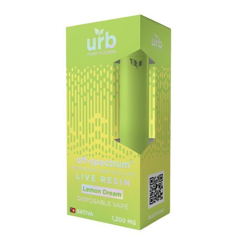 urb off spectrum live resin lemon dream sativa disposable vape device