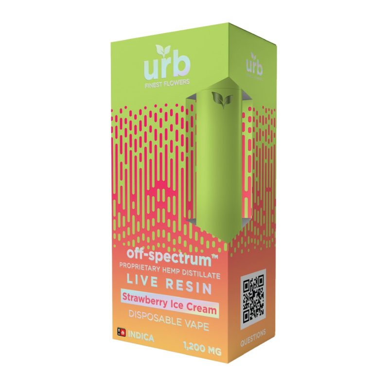 urb off spectrum live resin strawberry ice cream indica disposable vape device 1